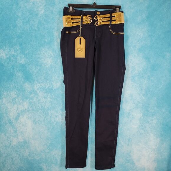 Watch LA Jeans with Belt, NWT, Women's, Black, Size 7 (W27 to W31) - Picture 2 of 8